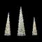 23.5", 31.25", & 39.25" Pre-Lit White & Silver Cone Artificial Christmas Tree Set, Clear LED Lights